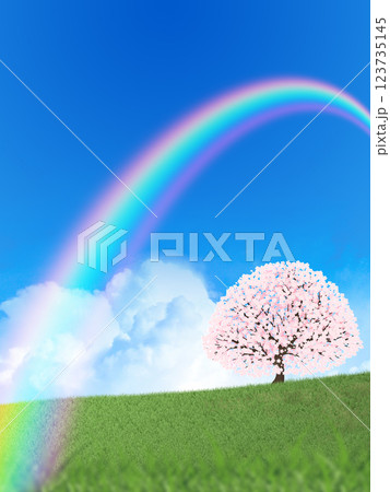 青空と一本桜 123735145