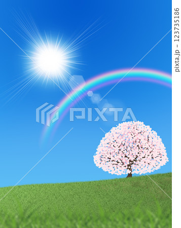 青空と一本桜 123735186