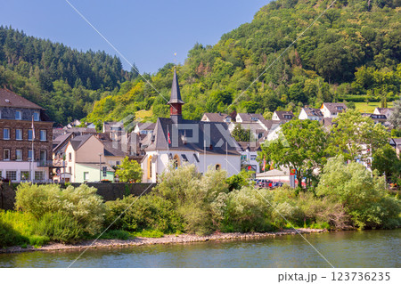 Traditional Village on the Moselle River near Cochem, Germany 123736235