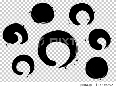 Circles and circles handwritten calligraphy style set 123736292
