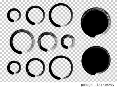 一組有類似畫筆的淡淡痕跡的圓圈 123736295