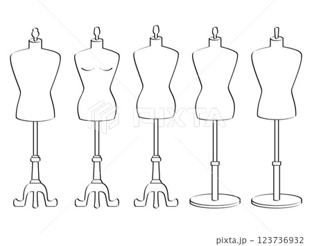 トルソーのイラストのセット 線画バージョン トルソーのイラストのセット 線画バージョン 123736932