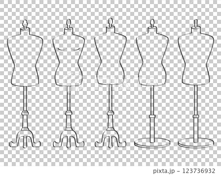 トルソーのイラストのセット 線画バージョン トルソーのイラストのセット 線画バージョン 123736932