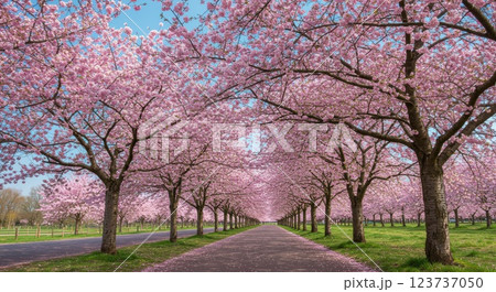 桜の花と公園 123737050