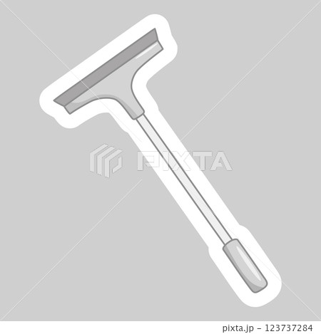 Sticker with squeegee cleaning tool with long handle for window washing, vector 123737284