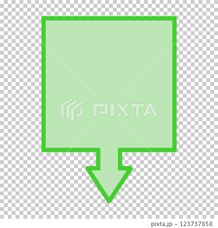 One-way arrow speech bubble (square, green) 123737858