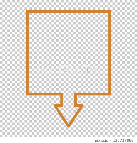One-way arrow speech bubble (square, orange, line art only) One-way arrow speech bubble (square, orange, line art only) 123737869