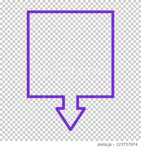 One-way arrow speech bubble (square, purple, line art only) 123737874