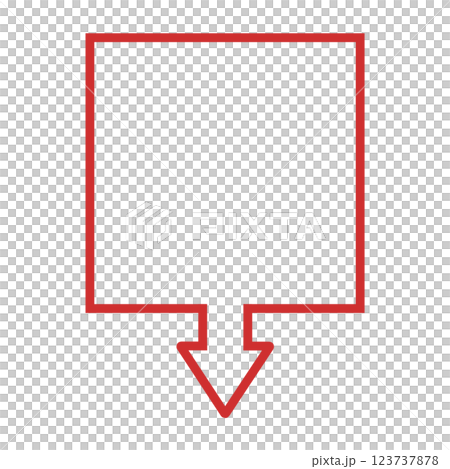 One-way arrow speech bubble (square, red, line art only) 123737878