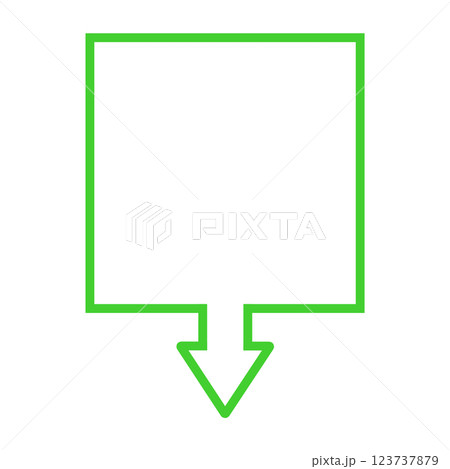 一方向矢印吹き出し（正方形・緑・線画のみ） 123737879