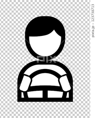 Simple illustration icon of a person holding a car steering wheel 123738713