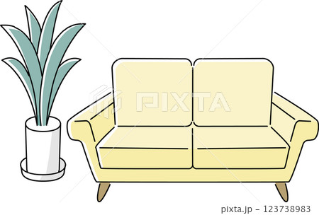 観葉植物とソファ 123738983