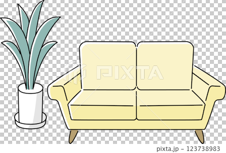 観葉植物とソファ 123738983