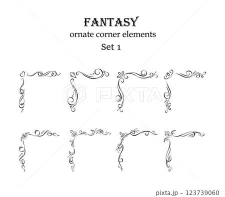 Fantasy vignette corner design elements 123739060