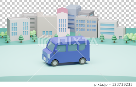 一輛藍色汽車在城市道路上行駛 123739233