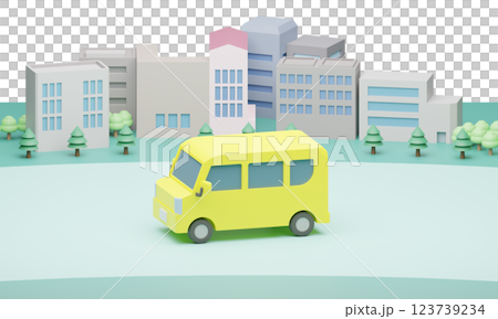 一輛黃色汽車在城市道路上行駛 123739234