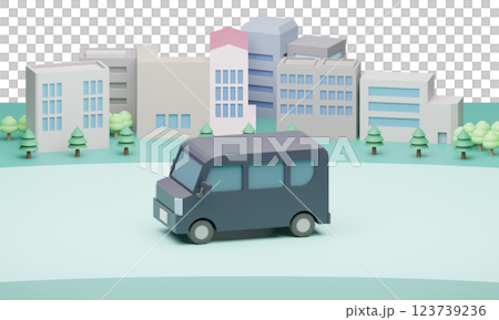 一輛黑色轎車在城市道路上行駛 123739236