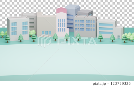 オフィスビルのある都市風景(土台スクエアタイプ) 123739326