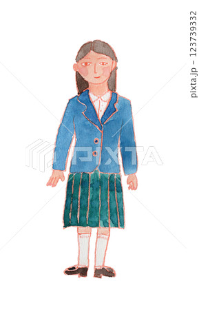 制服の女の子の水彩イラスト 123739332