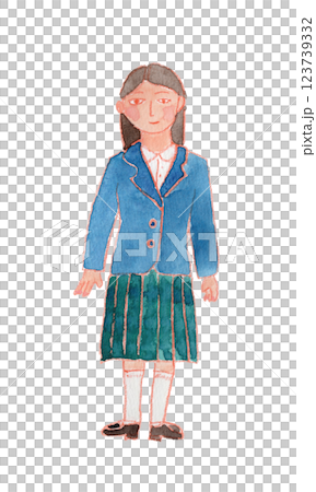 制服の女の子の水彩イラスト 123739332