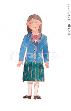 制服の女の子の水彩イラスト 123739337