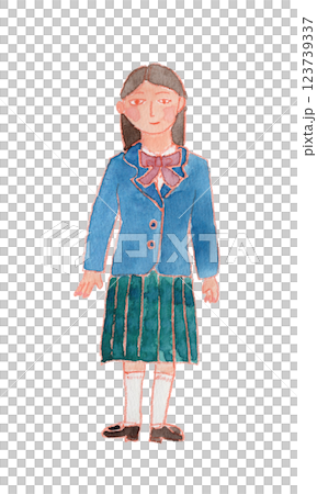 制服の女の子の水彩イラスト 123739337