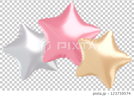 3D画像_星型の風船_ピンク 123739574