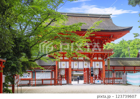 初夏の京都　下鴨神社の楼門 123739607