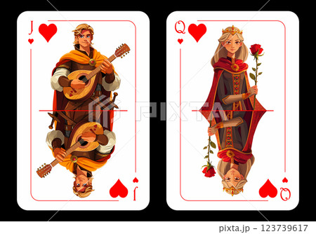 Queen of Hearts and Jack of Hearts, original playing card design 123739617
