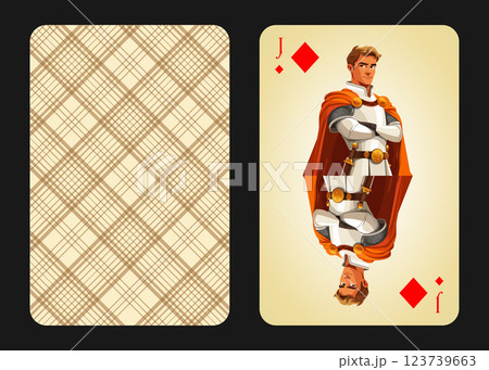 Original design of the playing card jack of diamonds, front and back 123739663