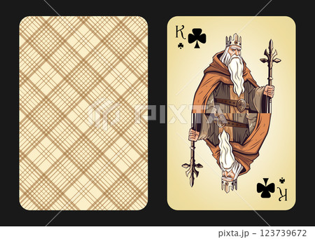 Original design playing card king of clubs, front and back 123739672