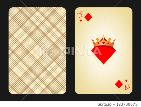 Original design of the playing card ace of diamonds, front and back Original design of the playing card ace of diamonds, front and back 123739675