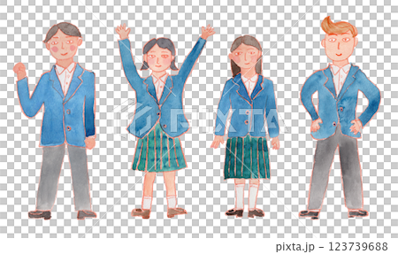 Illustration of male and female students in uniform 123739688