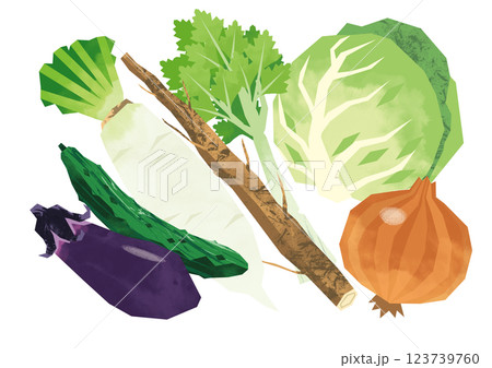 切り絵風淡色野菜 123739760