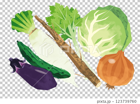 Paper-cut style light-colored vegetables 123739760