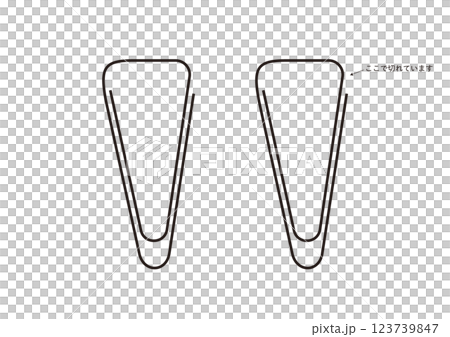 Illustration of a triangular paper clip that can be separated into two parts Illustration of a triangular paper clip that can be separated into two parts 123739847