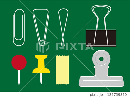 とめる文房具のイラストセット とめる文房具のイラストセット 123739850