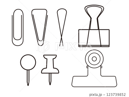 とめる文房具のイラストセット とめる文房具のイラストセット 123739852