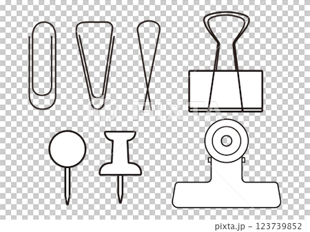 とめる文房具のイラストセット とめる文房具のイラストセット 123739852