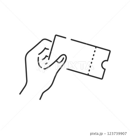 チケット・クーポンを持つ手のモックアップアイコン(線画・白黒) チケット・クーポンを持つ手のモックアップアイコン(線画・白黒) 123739907