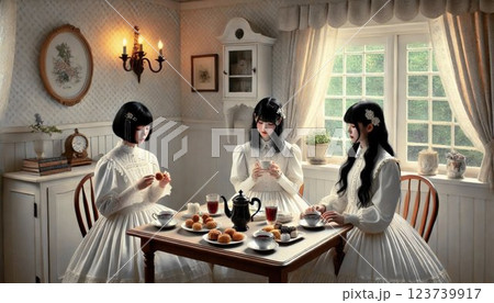 少女達の午後のお茶会 123739917