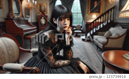 藻衣良、17歳。黒ロリータ 123739918