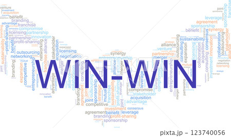 企業をテーマにしたタイポグラフィアートデザイン、「WIN-WIN」 123740056
