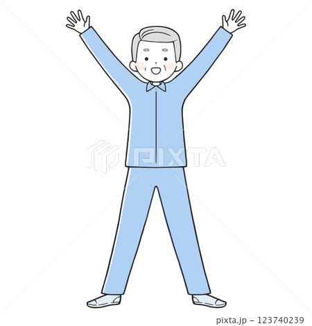 万歳するシニア男性 万歳するシニア男性 123740239