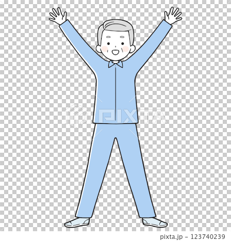万歳するシニア男性 万歳するシニア男性 123740239