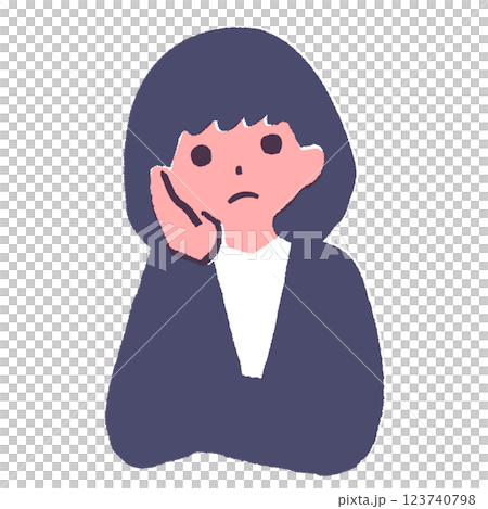 Illustration of a woman thinking with her hand on her cheek Illustration of a woman thinking with her hand on her cheek 123740798