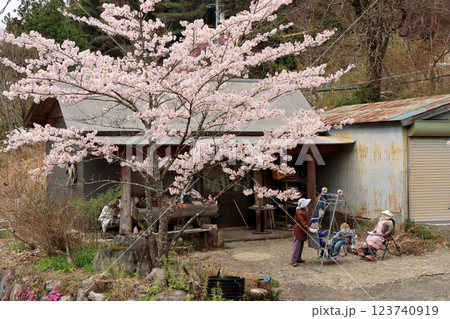 春のかかしの里の風景 123740919