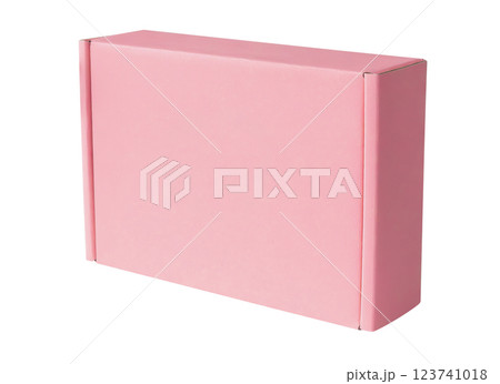 Mockup pink cardboard box isolated on white background Mockup pink cardboard box isolated on white background 123741018
