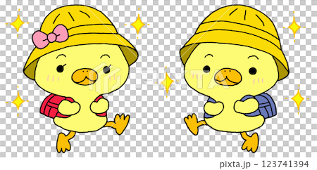 一年級小雞戴黃色帽子 123741394