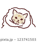 毛布にくるまる猫 123741503